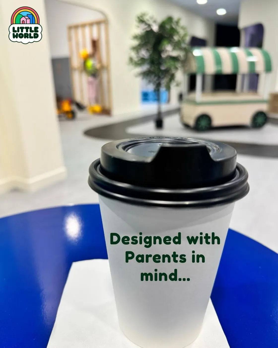 A takeaway coffee cup at Little World