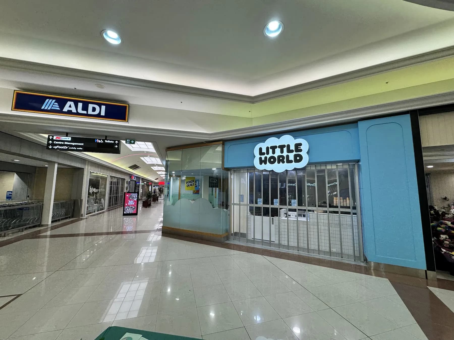 Little World in the mall, just past Aldi